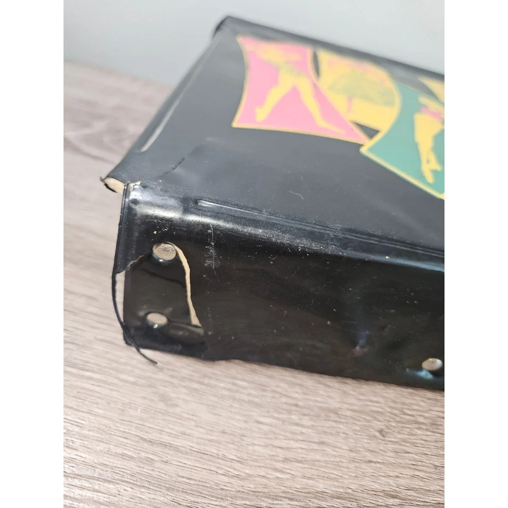 Vintage 1960s Neevel Doll Case Black Vinyl Fashion Graphic Trunk MCM Toy Storage